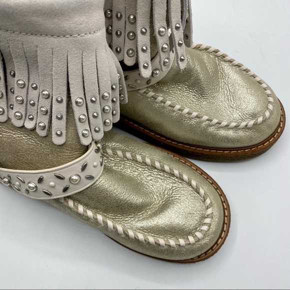 Coach NWOT Roccasin Suede Sherling Fringe Boots - Picture 7 of 7